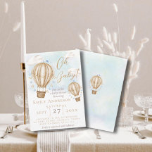 Oh Baby!Brown Hot Air Balloon flags Baby Shower