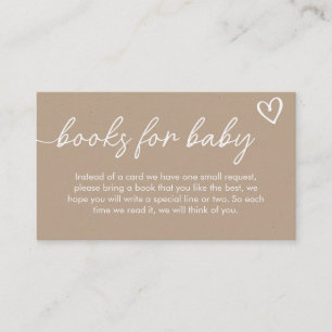 Oh Baby Brown Minimalist Baby Shower Book for Baby Enclosure Card