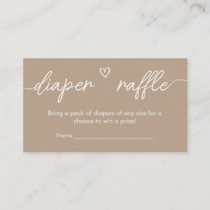 Oh Baby Brown Minimalist Baby Shower Diaper Raffle Enclosure Card
