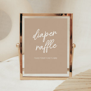 Oh Baby Brown Minimalist Diaper Raffle Poster