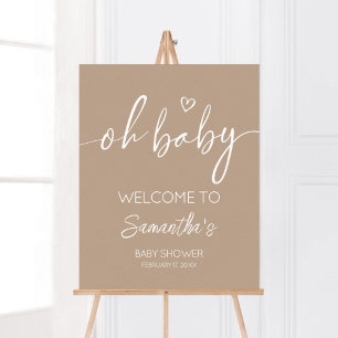 Oh Baby Brown Minimalist Welcome Poster