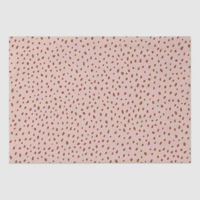 "Oh Baby" Brown Script & Beige Dots Baby Shower Tissue Paper (Front)