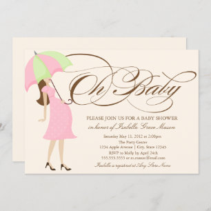 Oh Baby Brown Script Invitation
