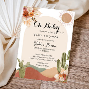 Oh Baby Cactus Desert Baby Shower Southwestern Invitation