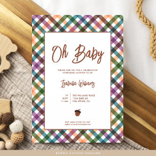 Oh Baby Chequered Baby Shower Invitation