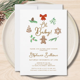 Oh Baby Christmas Baby Shower Invitation
