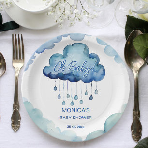 Oh Baby cloud baby shower template Paper Plate