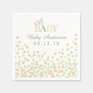 Oh Baby Confetti Baby Shower Napkin Coral Mint
