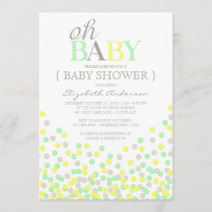 Oh Baby Confetti   Modern Baby Shower Invitation