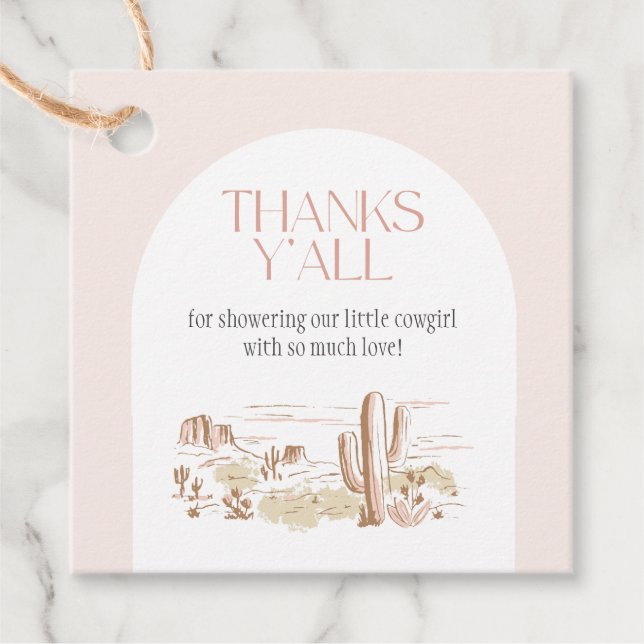 Oh Baby Cowgirl Baby Shower Favour Tag (Front)