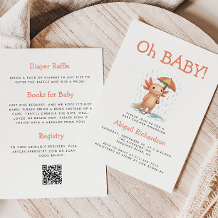Oh Baby Cute Axolotl QR Code Baby Shower Invitation