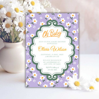 Oh Baby | cute Daisy Baby Shower Invitation