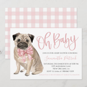 Oh Baby! Cute Dog Pink Puppy Dog Shower Invitation