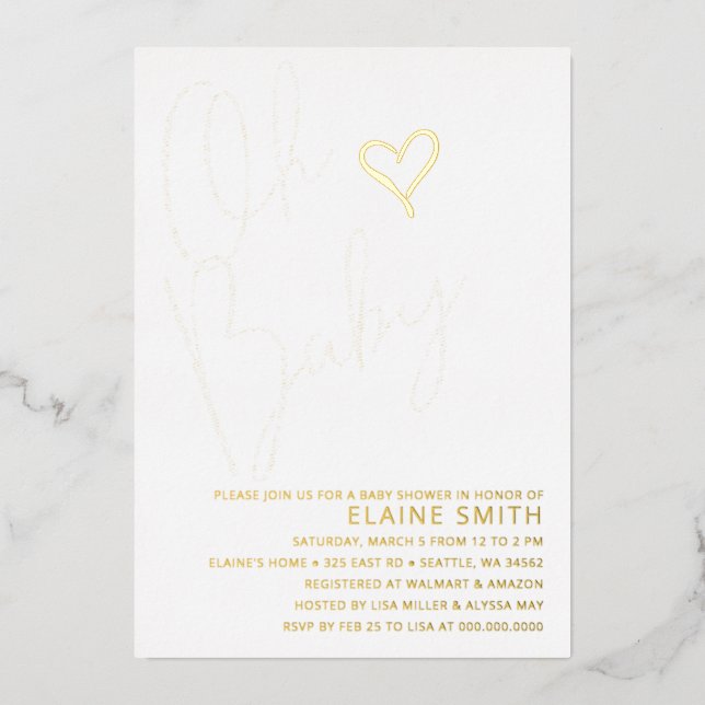 Oh Baby Cute Gender Neutral Baby Shower (Front)