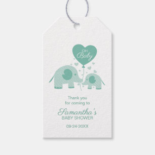 Oh Baby Cute Mint Green Elephant Favour Thank You Gift Tags
