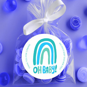Oh Baby! Cute Rainbow CUSTOM Baby Shower THANK YOU Classic Round Sticker