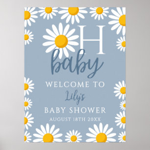Oh Baby Daisy Blue Baby Shower Welcome Sign