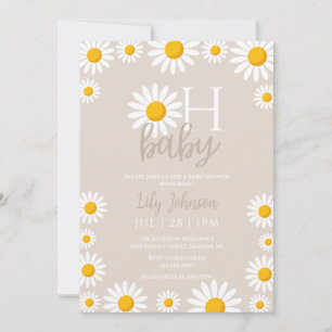Oh Baby Daisy Boho Neutral Baby Shower Invitation