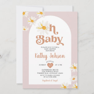Oh Baby Daisy Flowers Arch Boho Baby Shower Invitation