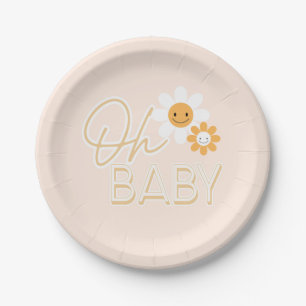Oh Baby, Daisy, Hippie baby shower Paper Plate