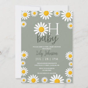 Oh Baby Daisy Neutral Baby Shower All In One Invitation