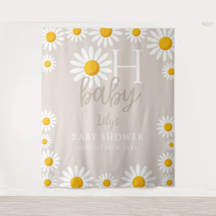 Oh Baby Daisy Neutral Baby Shower Photo Backdrop Tapestry