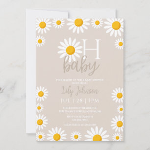 Oh Baby Daisy Neutral Baby Shower Photo QR Code Invitation
