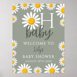 Oh Baby Daisy Neutral Baby Shower Welcome Sign
