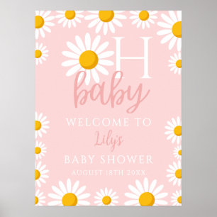 Oh Baby Daisy Pink Baby Shower Welcome Sign