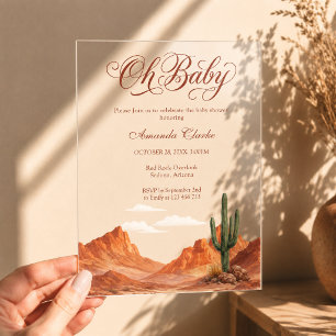 Oh Baby Desert Mountains Southwest Baby Shower Acrylic Invitations