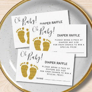  Oh Baby Diaper Raffle Glitter Feet Baby Shower  Enclosure Card