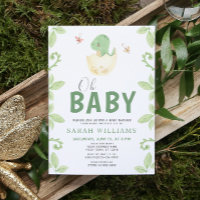 Oh Baby Dinosaur Girl Green Watercolor Shower