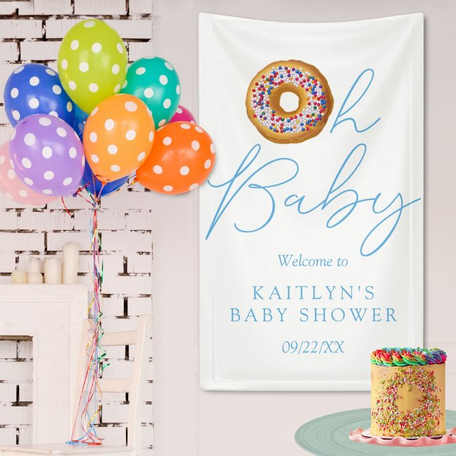 Oh Baby Donut Sprinkle Boys Baby Shower Welcome Banner (Creator Uploaded)