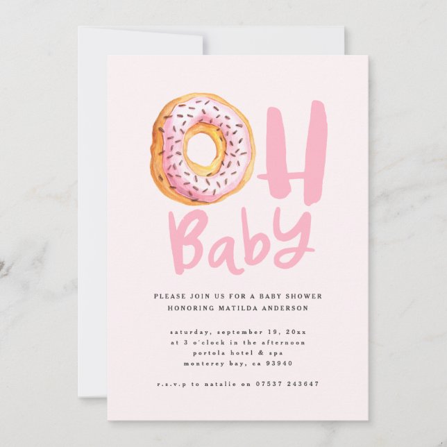 Oh baby doughnut baby shower announcement (Front)