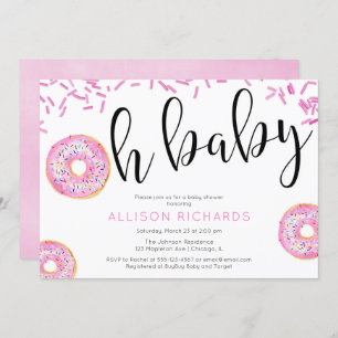 Oh baby Doughnut baby shower girl Invitation