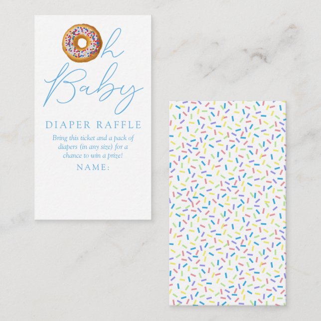 Oh Baby Doughnut Sprinkle Baby Shower Diaper Raffl Enclosure Card (Front/Back)