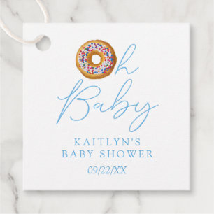 Oh Baby Doughnut Sprinkle Boys Baby Shower Favour Tags