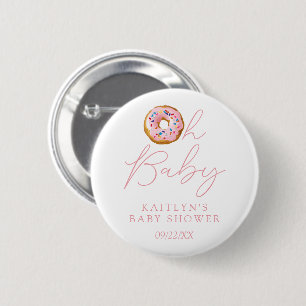 Oh Baby Doughnut Sprinkle Girls Baby Shower 6 Cm Round Badge