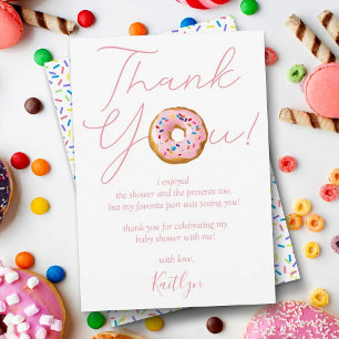 Oh Baby Doughnut Sprinkle Girls Baby Shower Thank You Card
