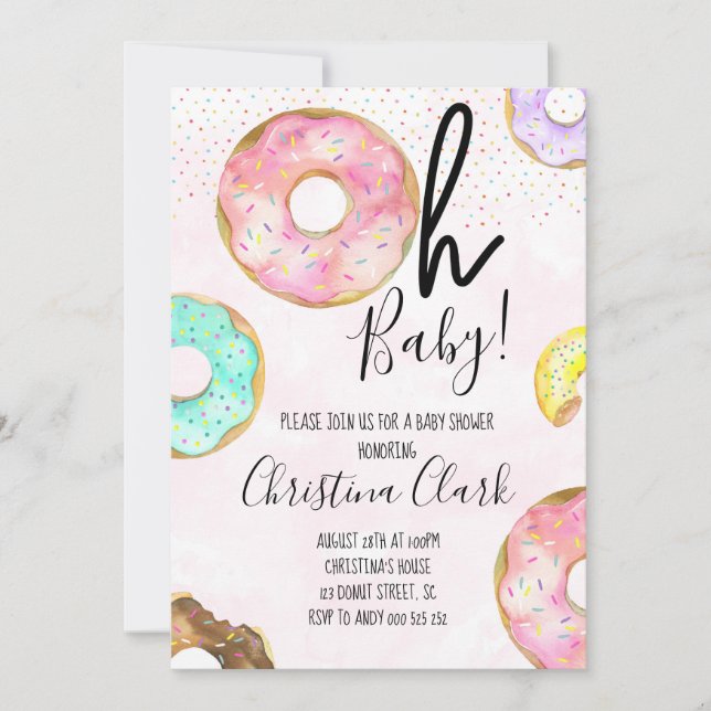 Oh Baby Doughnut Theme Baby Shower Invitation (Front)