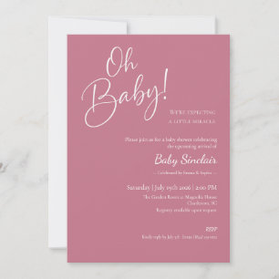 Oh Baby Dusty Rose Baby Shower Invitation Script