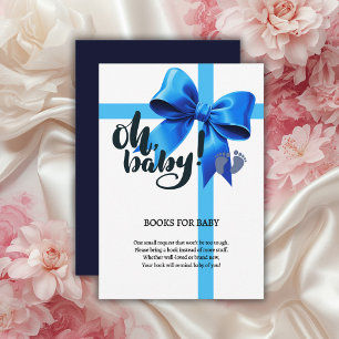 Oh Baby! Elegant Blue Bow Baby Shower Enclosure Card
