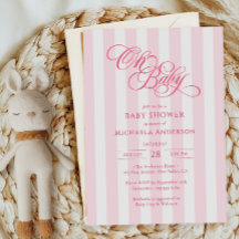 Oh Baby Elegant Script & Stripes Baby Shower