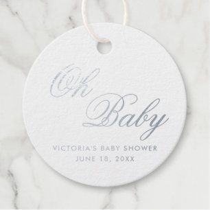 Oh Baby Elegant Silver Foil Baby Shower Favour Tags