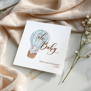 Oh Baby Elephant in Hot Air Balloon Baby Shower Napkin