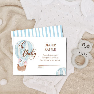 Oh Baby Elephant in Hot Air Balloon Diaper Raffle Enclosure Card