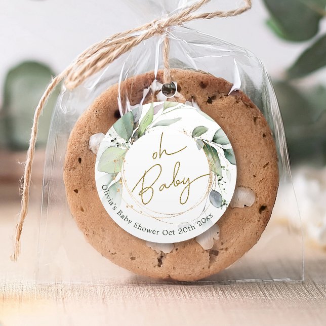 Oh Baby Eucalyptus Baby Shower Sticker (Creator Uploaded)