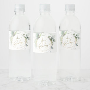 Oh Baby Eucalyptus Baby Shower Water Bottle Label