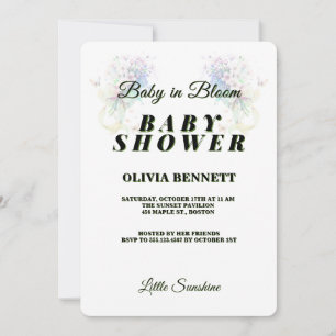 Oh Baby Eucalyptus Greenery Top Border Baby Shower Invitation