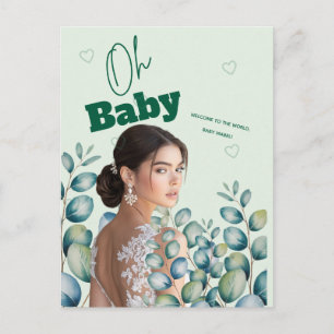 Oh Baby Eucalyptus Leaves  Baby Shower Postcard